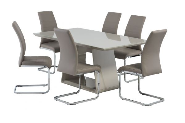 Lucca 1.6m Latte Dining Table & 6 Soho Cappuccino Chairs by World Furniture