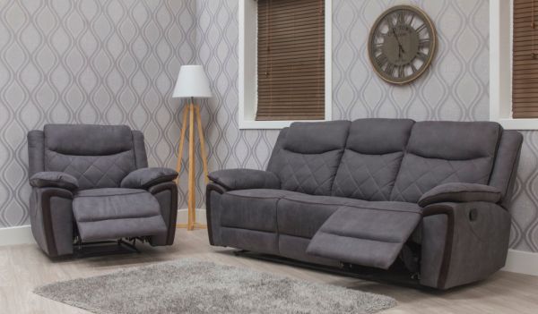 Lynx Charcoal Fabric Sofa 3-Seater + 1-Seater