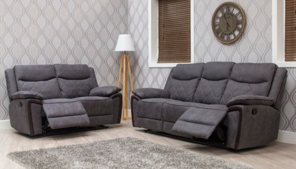 Lynx Charcoal Fabric Sofa 3-Seater + 2-Seater