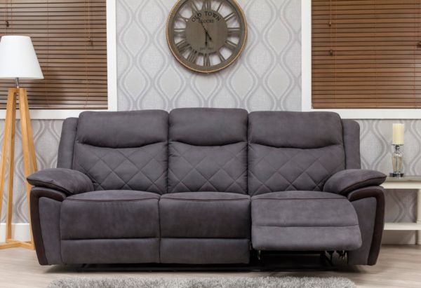 Lynx Charcoal Fabric Sofa 3-Seater Front View