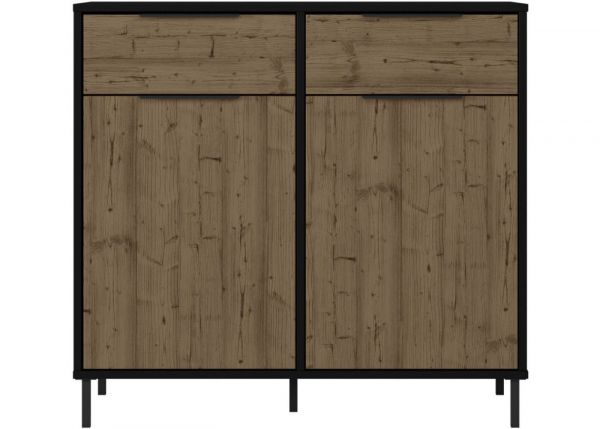 Madrid Black/Acacia Effect 2-Door Sideboard by Wholesale Beds & Furniture Front
