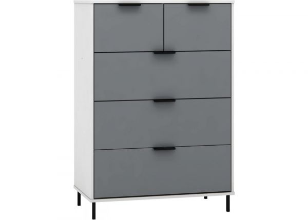 Madrid Grey/White Gloss 2-Over-3-Drawer Chest by Wholesale Beds & Furniture