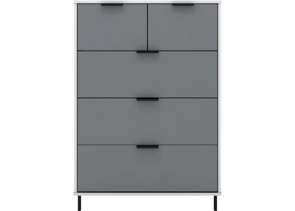 Madrid Grey/White Gloss 2-Over-3-Drawer Chest by Wholesale Beds & Furniture Front
