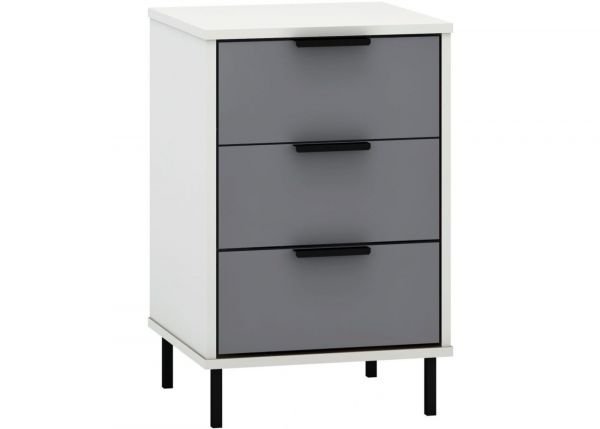 Madrid Grey/White Gloss 3-Drawer Bedside by Wholesale Beds & Furniture