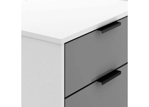 Madrid Grey/White Gloss 5-Drawer Narrow Chest by Wholesale Beds & Furniture Close Up