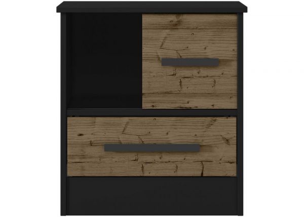 Madrid Black/Acacia Effect Bedside by Wholesale Beds & Furniture Front
