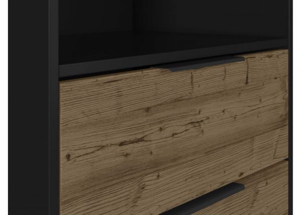 Madrid Black/Acacia Effect Bookcase by Wholesale Beds & Furniture Close Up