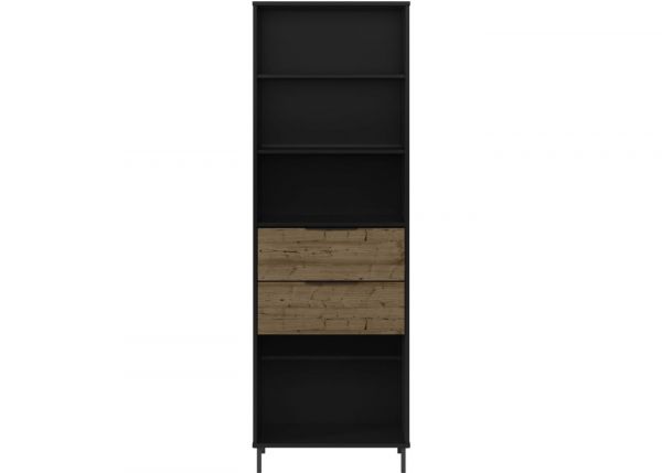Madrid Black/Acacia Effect Bookcase by Wholesale Beds & Furniture Front