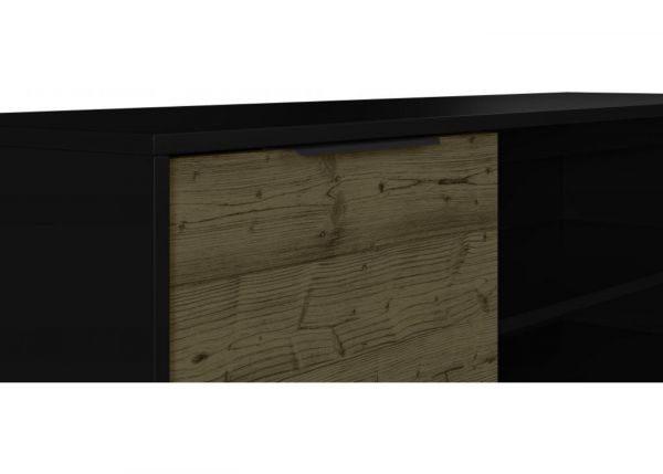 Madrid Black/Acacia Effect TV Unit by Wholesale Beds & Furniture Close Up