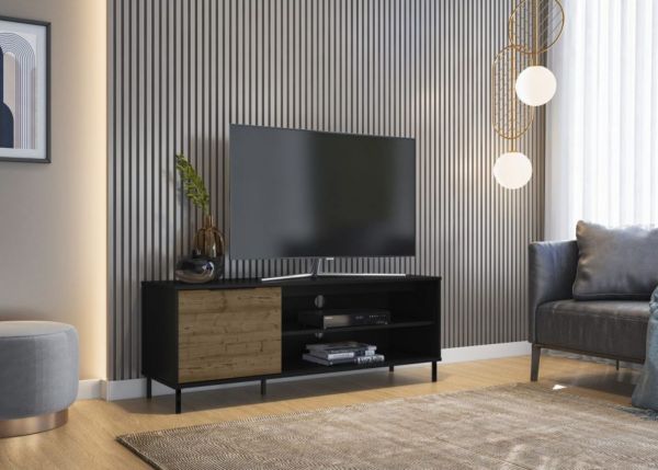 Madrid Black/Acacia Effect TV Unit by Wholesale Beds & Furniture Room Image