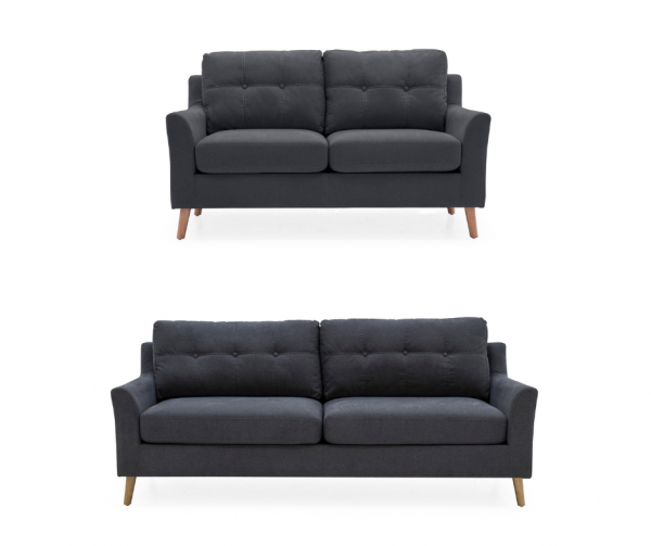 Olten Charcoal 3-Seater + 2-Seater Sofa Set by Vida Living