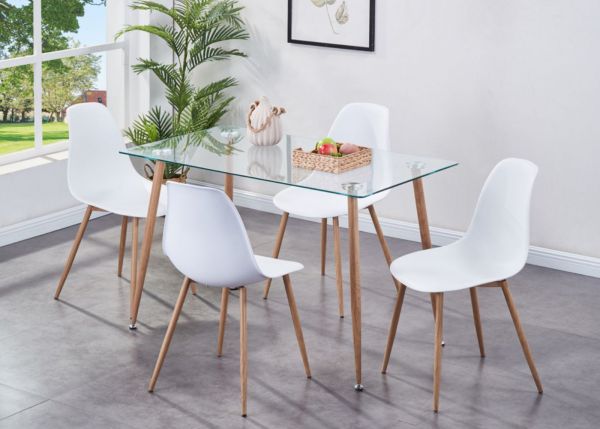 Milana Dining Table and 4 Chairs in White by Annaghmore
