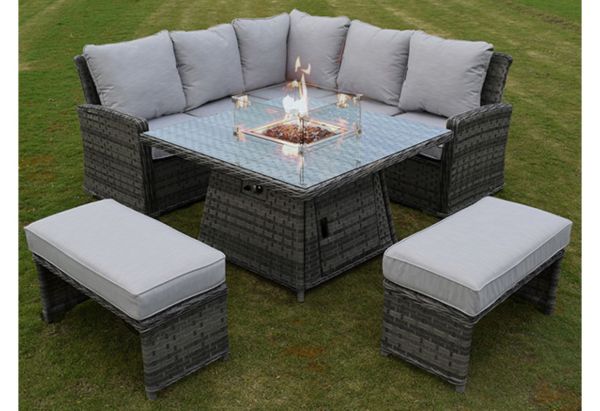 Amalfi Casual Garden Dining Set with Firepit by Mercers