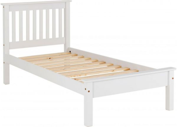 Monaco White Low End 3ft (Single) Bedframe by Wholesale Beds Angle