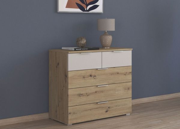 Monza 5-Drawer Chest in Artisan Oak and Champagne by Rauch