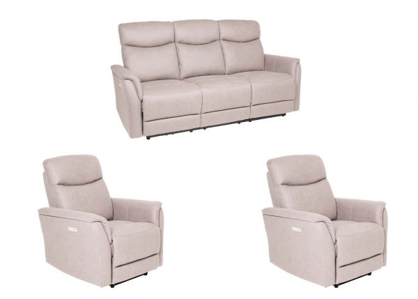 Mortimer Taupe Electric Reclining 3+1+1 Sofa Set