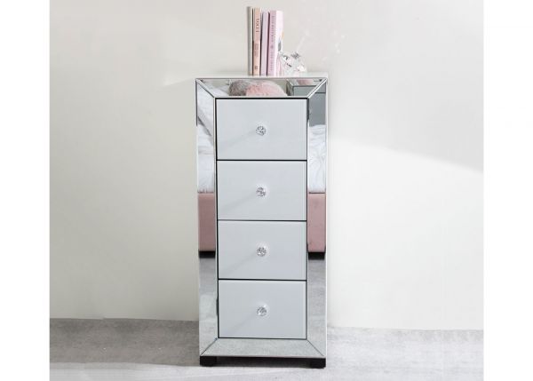Omnia 4-Drawer Mirrored Narrow Chest by CIMC