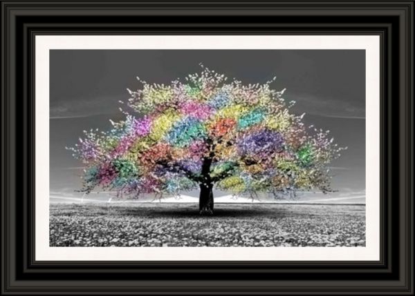 Multicoloured Blossom Tree Framed Picture by Artsource