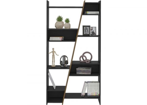 Naples Black/Pine Effect Tall Bookcase by Wholesale Beds