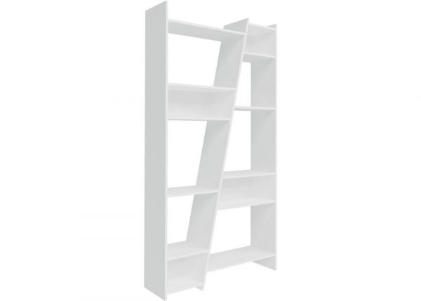 Naples White Tall Bookcase by Wholesale Beds Angle