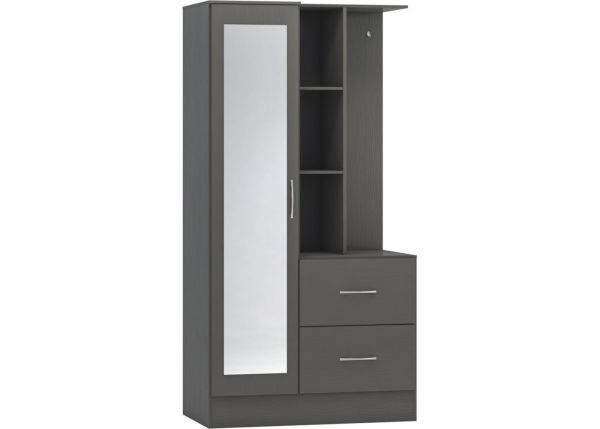 Nevada 3D Effect Grey Mirrored Open Shelf Wardrobe by Wholesale Beds Angle
