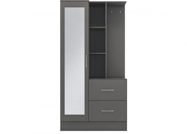 Nevada 3D Effect Grey Mirrored Open Shelf Wardrobe by Wholesale Beds Front