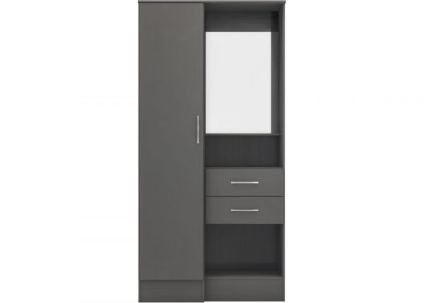 Nevada 3D Effect Grey Vanity Wardrobe by Wholesale Beds Front