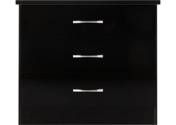 Nevada Black Gloss 3-Drawer Chest by Wholesale Beds Front