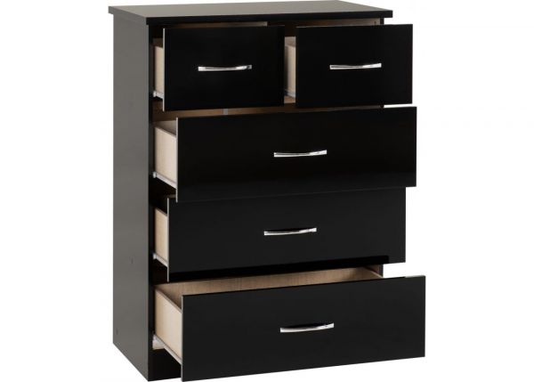 Nevada Black Gloss 2-Over-3-Drawer Chest by Wholesale Beds Open
