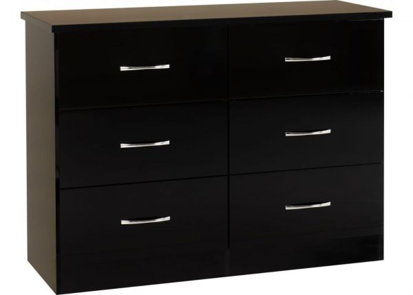 Nevada Black Gloss 6-Drawer Chest by Wholesale Beds Angle
