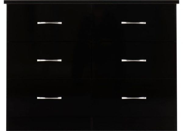 Nevada Black Gloss 6-Drawer Chest by Wholesale Beds Front