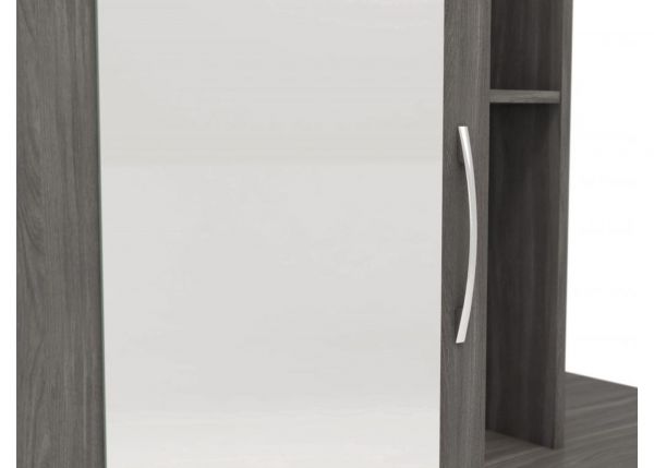 Nevada Black Wood Grain Mirrored Open Shelf Wardrobe by Wholesale Beds Handle