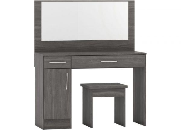 Nevada Black Wood Grain Vanity Dressing Table Set by Wholesale Beds Angle