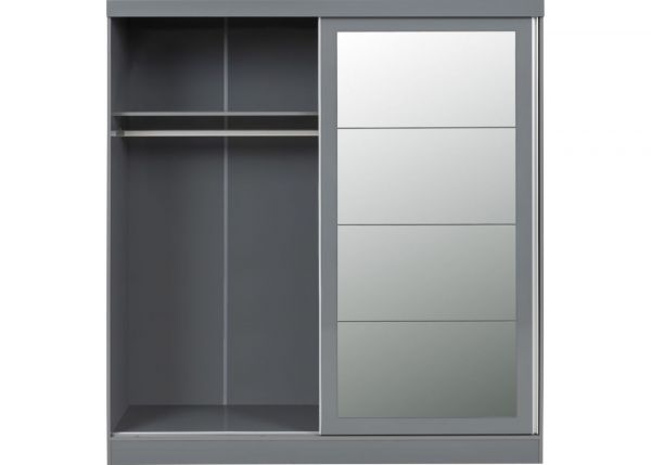 Nevada Grey Gloss 2-Door Sliding Wardrobe by Wholesale Beds & Furniture Left Open