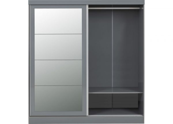 Nevada Grey Gloss 2-Door Sliding Wardrobe by Wholesale Beds & Furniture Right Open