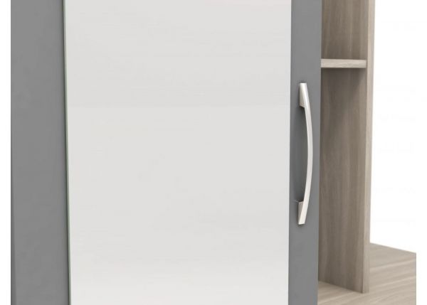Nevada Grey Gloss Mirrored Open Shelf Wardrobe by Wholesale Beds Handle