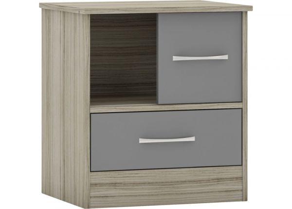 Nevada Grey Gloss Sliding Door Bedside by Wholesale Beds Angle