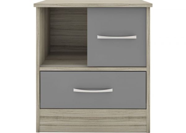 Nevada Grey Gloss Sliding Door Bedside by Wholesale Beds Front