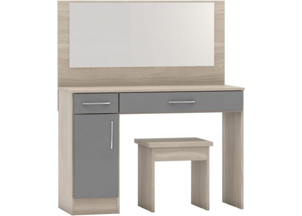 Nevada Grey Gloss Vanity Dressing Table Set by Wholesale Beds Angle
