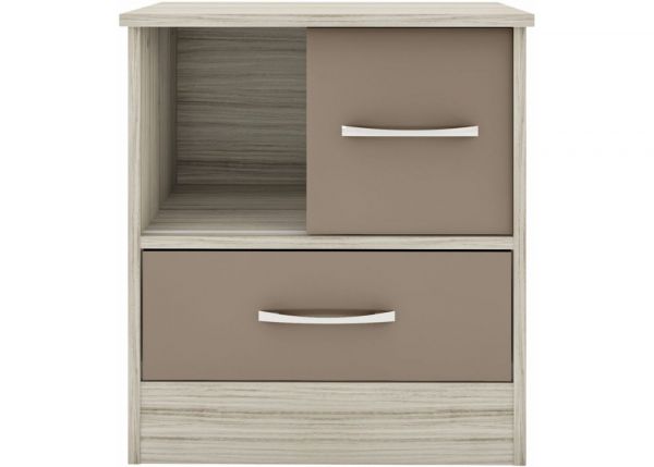 Nevada Oyster Gloss Sliding Door Bedside by Wholesale Beds Front