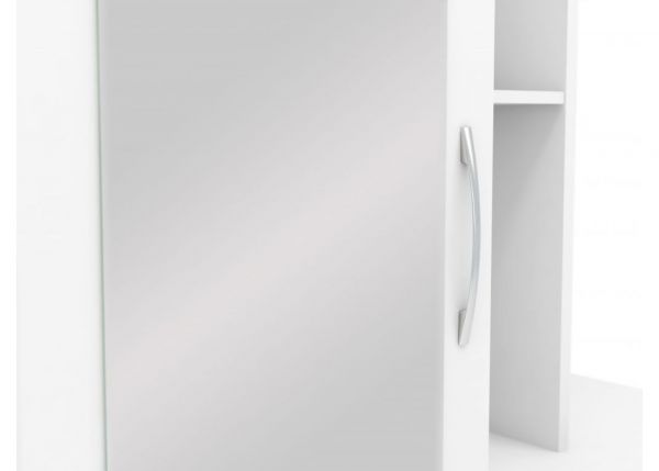 Nevada White Gloss Mirrored Open Shelf Wardrobe by Wholesale Beds Handle