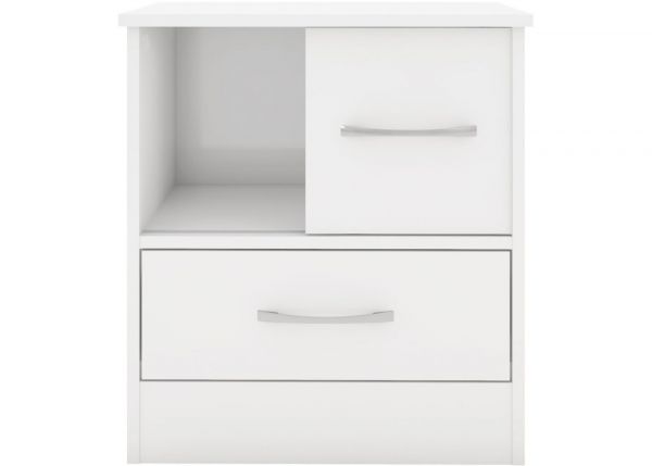 Nevada White Gloss Sliding Door Bedside by Wholesale Beds Front