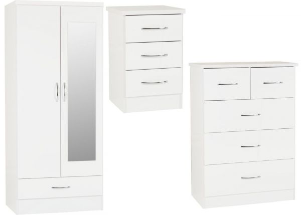 Nevada White Gloss Bedroom Furniture Set by Wholesale Beds & Furniture