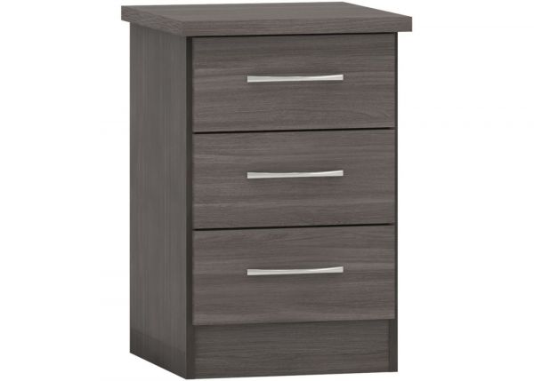 Nevada Black Wood Grain 3-Drawer Bedside Table by Wholesale Beds & Furniture