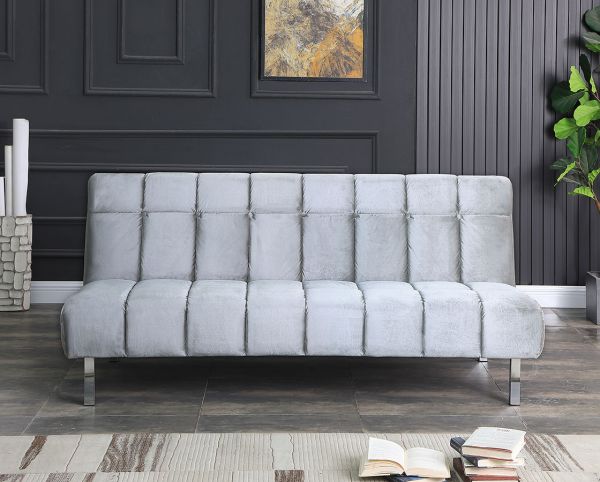Alabama Silver Plush Velvet Sofabed by Sweetdreams