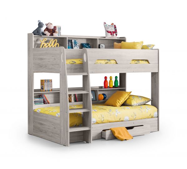 Orion Grey Bunk Bed with 2 Comfort Eclipse Mattresses by Julian Bowen