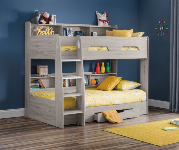 Orion Grey Bunk Bed with 2 Comfort Eclipse Mattresses by Julian Bowen Room Image