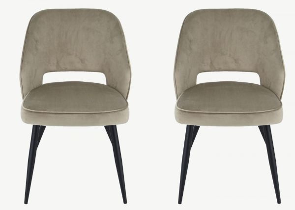 Pair of Sutton Mink Velvet Dining Chairs by Balmoral