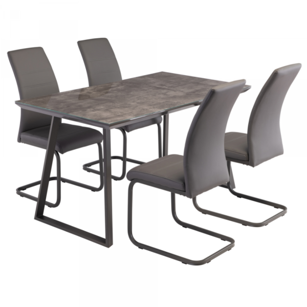 Palma 1.4m Dining Table & a Set of 4 Grey Milzano Dining Chairs