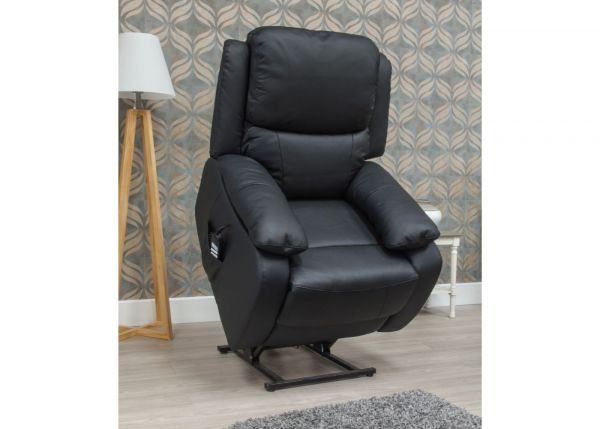 Parker Leather 1 Seater Lift and Rise Chair Range by SofaHouse Black